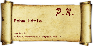 Pehm Mária névjegykártya